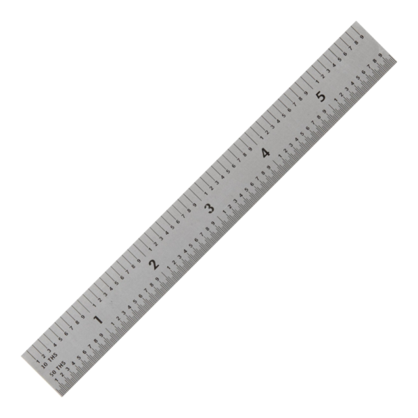 Mitutoyo 182-104 Wide Steel Rule, 6" 3R (1/32, 1/64, 1/10, 1/50")