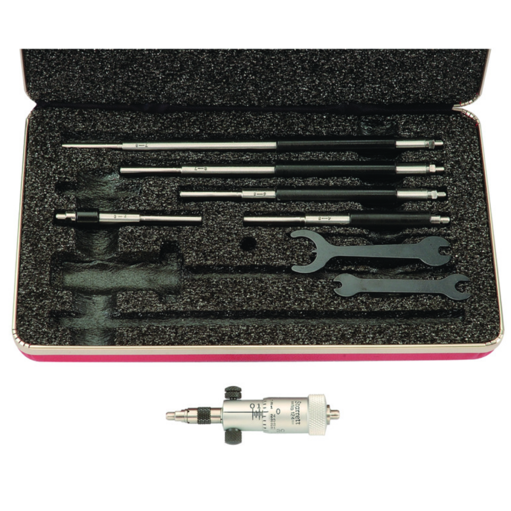 Starrett 124AZ SolidRod Inside Micrometer Set with Case, 28"
