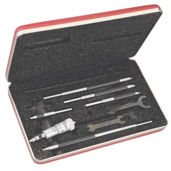 Starrett 124MAZ Solid-Rod Inside Micrometer Set with Case, 50-200mm Range, 0.01mm