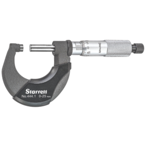 Starrett 444.1MXRL-25 Ratchet Thimble Outside Micrometer, 0-25mm Range, 0.01mm