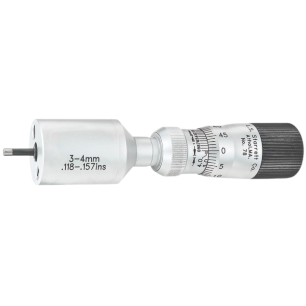 Starrett 78MXTZ-4 Inside Bore Gage Micrometer, 3-4mm, 0.0025mm, 0.004mm
