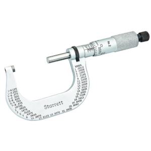 Starrett T2XRL Ratchet Thimble Outside Micrometer, 1-2" Range, 0.0001"