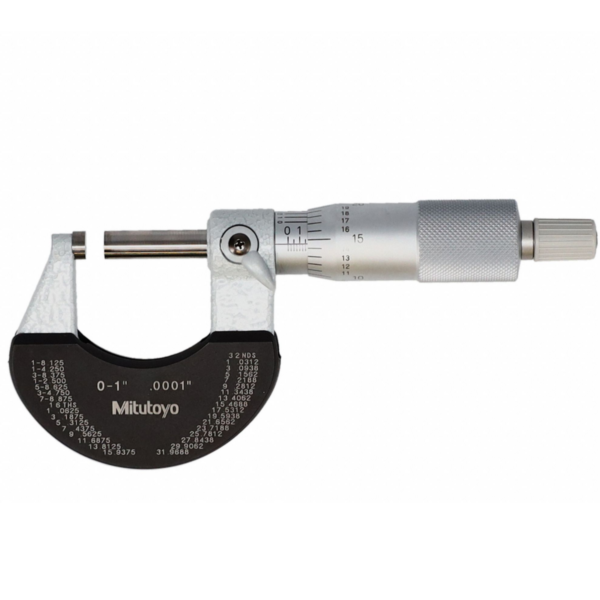 Mitutoyo 102-327-10 Outside Micrometer, Ratchet Stop, 0-1"