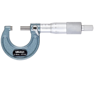 Mitutoyo 103-129 Mechanical Outside Micrometer, Ratchet Stop, 0-25mm