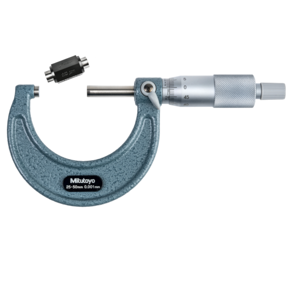 Mitutoyo 103-130 Mechanical Outside Micrometer, Ratchet Stop, 25-50mm