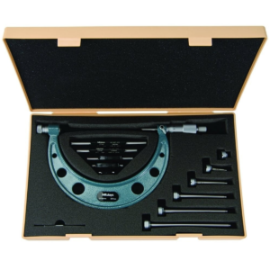 Mitutoyo 104-135A Mechanical Interchangeable Anvil Outside Micrometer Set with Standards, 0-150mm
