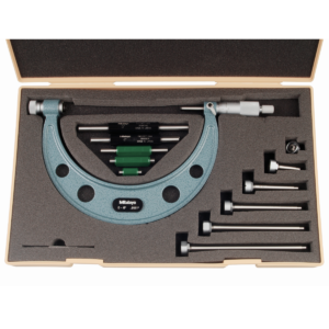 Mitutoyo 104-137 Mechanical Interchangeable Anvil Outside Micrometer Set with Standards, 0-6"