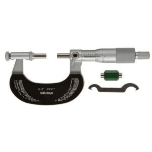 Mitutoyo 104-165 Mechanical Interchangeable Anvil Outside Micrometer Set with Standards, 0-2"