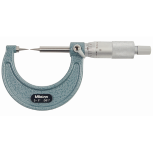 Mitutoyo 112-177 Mechanical Point Micrometer, Ratchet Stop, 15°, 0-1"