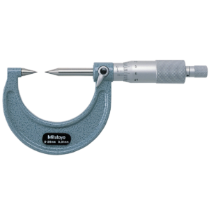 Mitutoyo 112-201 Mechanical Point Micrometer, Ratchet Stop, 30°, 0-25mm