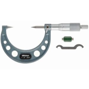 Mitutoyo 112-238 Mechanical Point Micrometer, Ratchet Stop, 30°, 1-2"