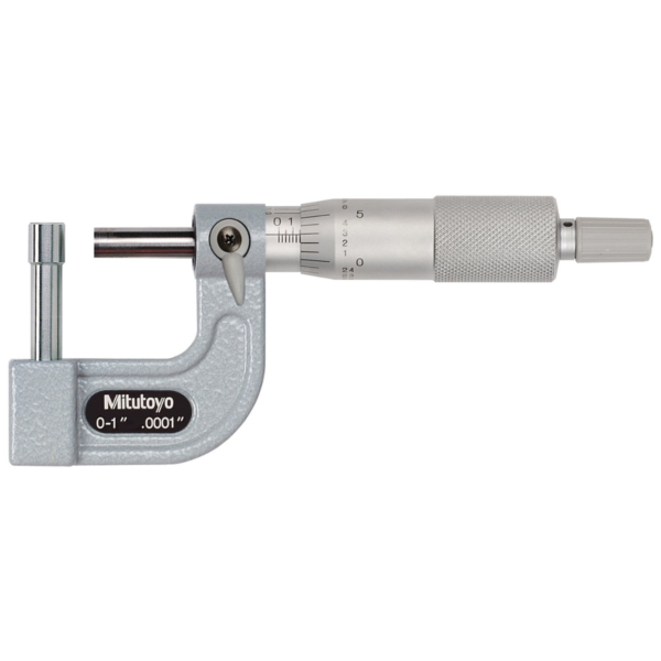 Mitutoyo 115-314 Mechanical Tube Micrometer, Cylindrical Anvil, Ratchet Stop, 0-1"