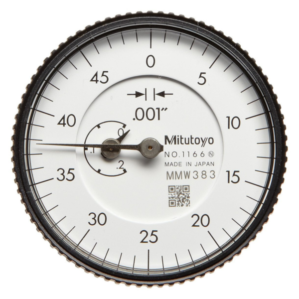 Mitutoyo 1166A Series 1 Back Plunger Dial Indicator, 0-.2"