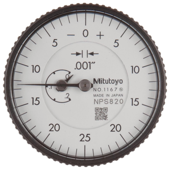 Mitutoyo 1167A Series 1 Back Plunger Dial Indicator, 0-.2"