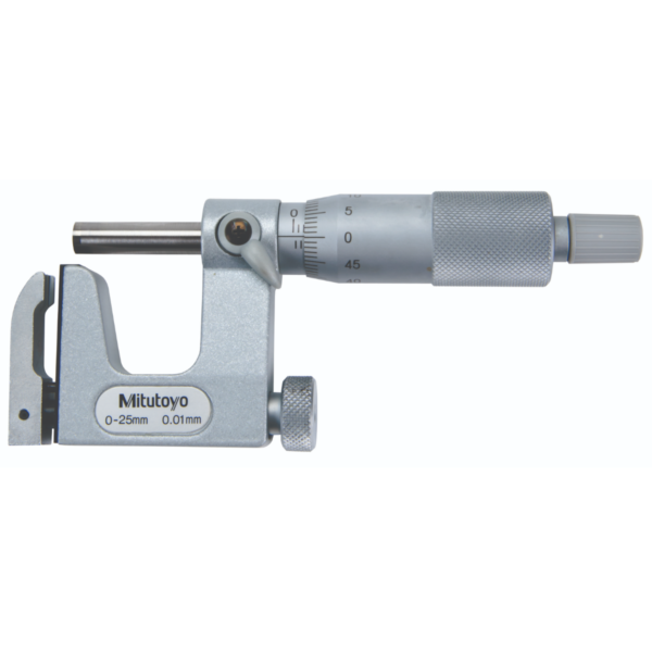 Mitutoyo 117-101 Uni-Mike Mechanical Interchangeable Anvil Micrometer, Ratchet Stop, 0-25mm