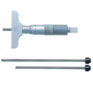 Mitutoyo 129-110 Mechanical Depth Micrometer, Rod Clamp, 63.5mm Base, 0-75mm