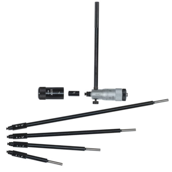 Mitutoyo 141-233 Interchangeable Rod Inside Micrometer, 2-12", 5 Rods