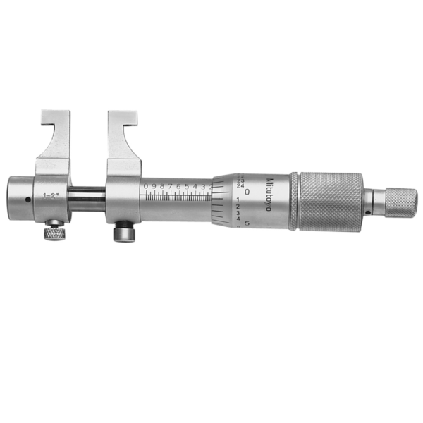 Mitutoyo 145-194 Mechanical Caliper Jaw Inside Micrometer, Ratchet Stop, 1-2"
