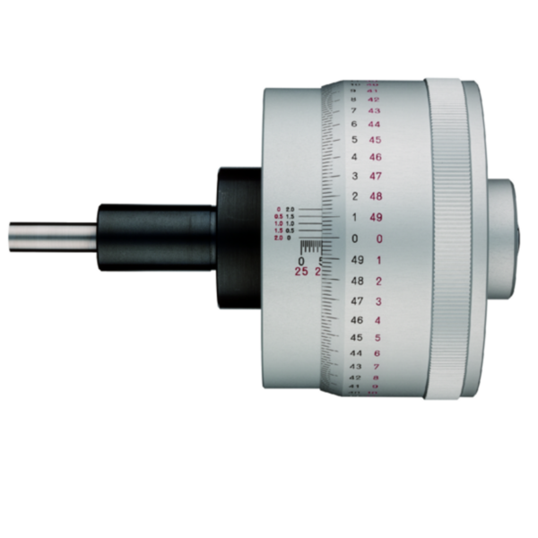 Mitutoyo 153-301 Bidirectional Micrometer Head, Plain Stem, Flat Spindle Face, 0-25mm
