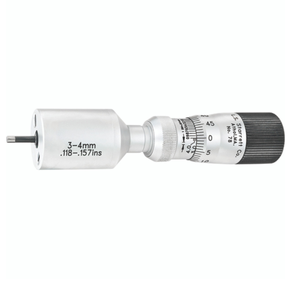 Starrett 78MXTZ-3 Inside Bore Gage Micrometer, 2.5-3mm, 0.0025mm, 0.004mm