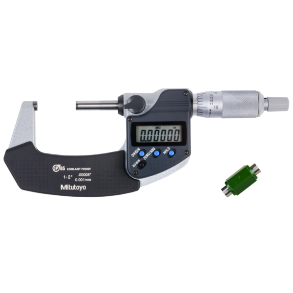 Mitutoyo 293-341-30 Digimatic IP65 Outside Micrometer, Ratchet Stop, 1-2"
