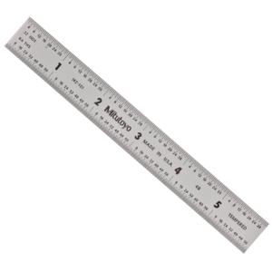 Mitutoyo 182-101 Wide Steel Rule, 6", 4R (1/8, 1/16, 1/32, 1/64")