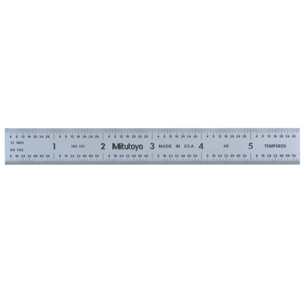 Mitutoyo 182-101 Wide Steel Rule, 6", 4R (1/8, 1/16, 1/32, 1/64")