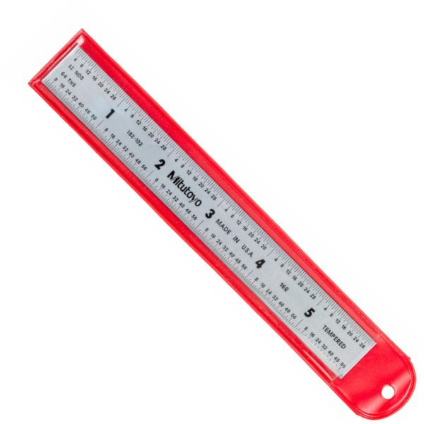 Mitutoyo 182-102 Wide Steel Rule, 6" 16R (1/32, 1/64, 1/50, 1/100")