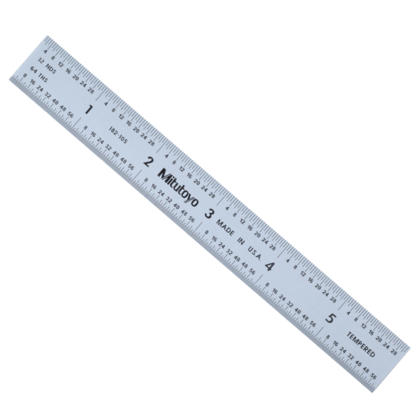 Mitutoyo 182-105 Wide Steel Rule, 6"/150mm (1/32, 1/64, 1mm, 0.5mm)