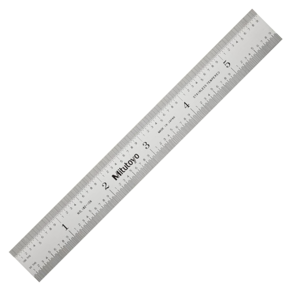 Mitutoyo 182-106 Wide Steel Rule, 6"/150mm (1/50, 1/100, 1mm, 0.5mm)