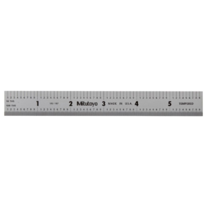 Mitutoyo 182-107 Wide Steel Rule, 6"/150mm (1/10, 1/100, 1mm, 0.5mm)