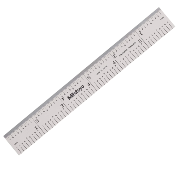 Mitutoyo 182-108 Wide Steel Rule, 6"/150mm (1/10, 1/50, 1mm, 0.5mm)