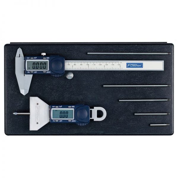 Fowler 54-004-255-0 Xtra-Value Digital Depth Gage and Poly-Cal Measuring Set, 0-6”0-150mm