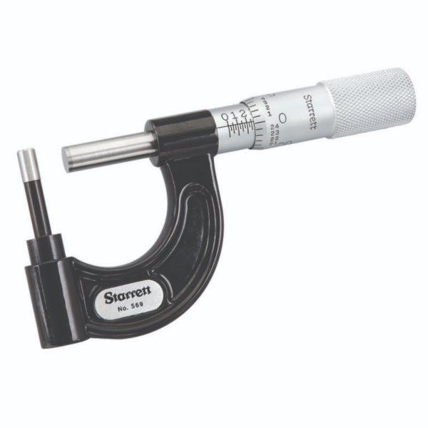 Starrett 569BXP Carbide Tube Micrometer, 3/8” Post, 0-1” Range