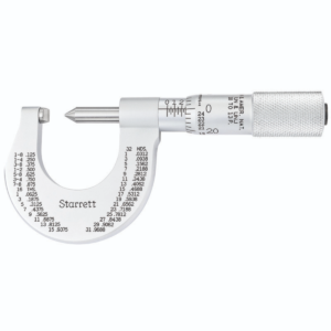 Starrett 575BP Double V-Anvil Screw Thread Micrometer, 0-1” Range